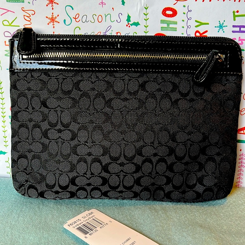 Coach Signature Medium Clutch/Case - Black - New w/ Tags